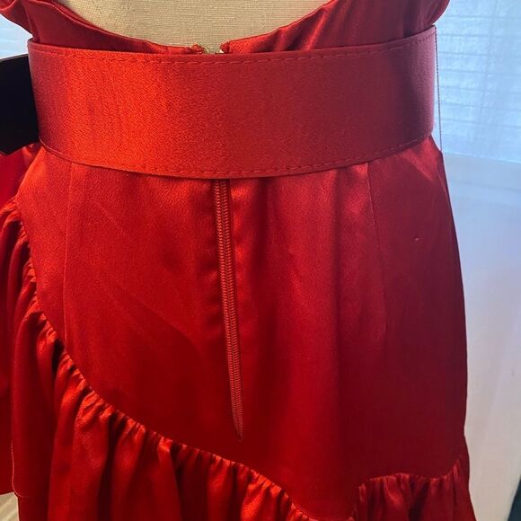 Bronx and Banco red satin belted dress, size XL (10) - Picture 9 of 14